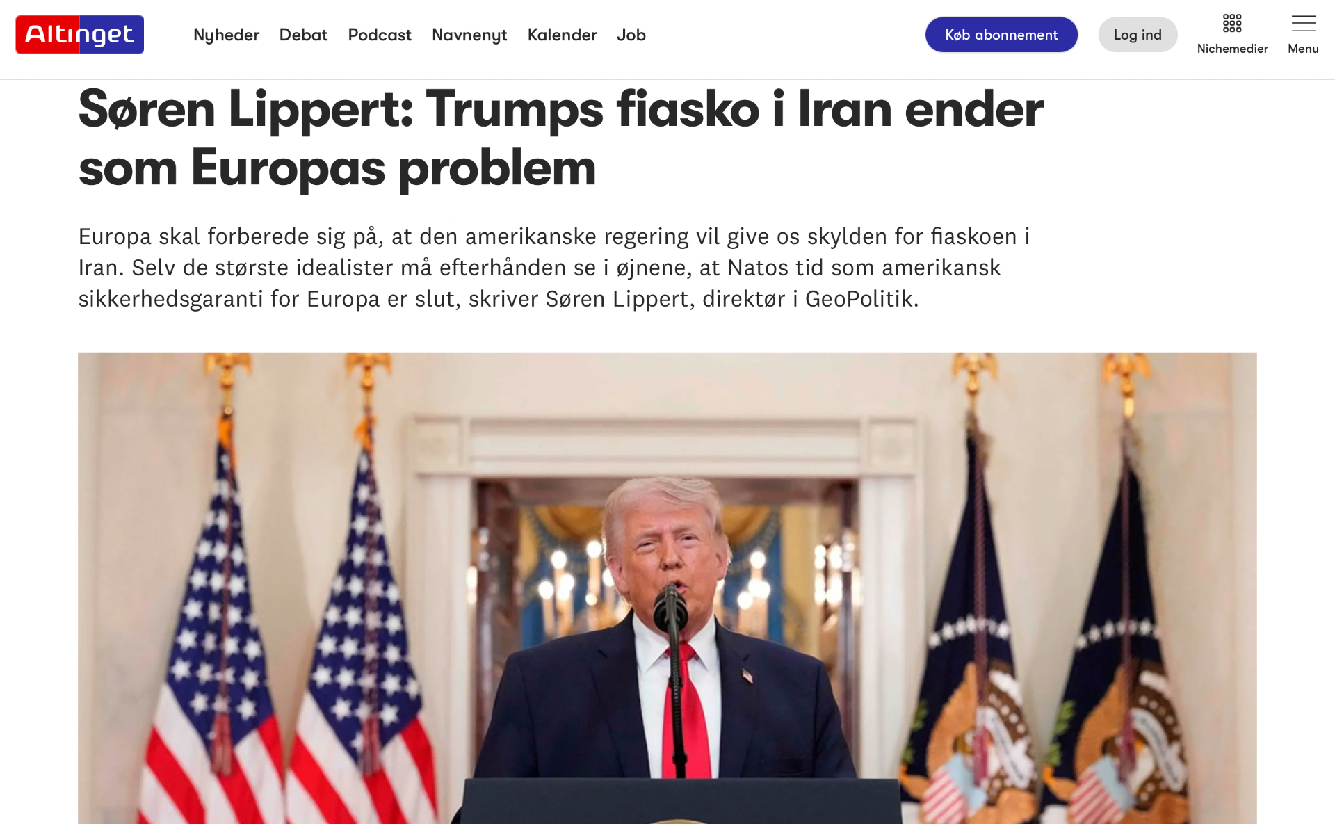 Klik på billedet for læse artiklen i Altinget